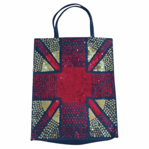 Cotton Denim Tote Bag with Union Jack Design